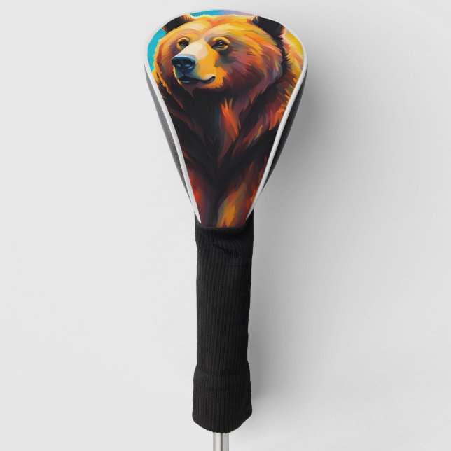 Grizzles Bären mit Nordlicht Golf Headcover (Vorderseite)