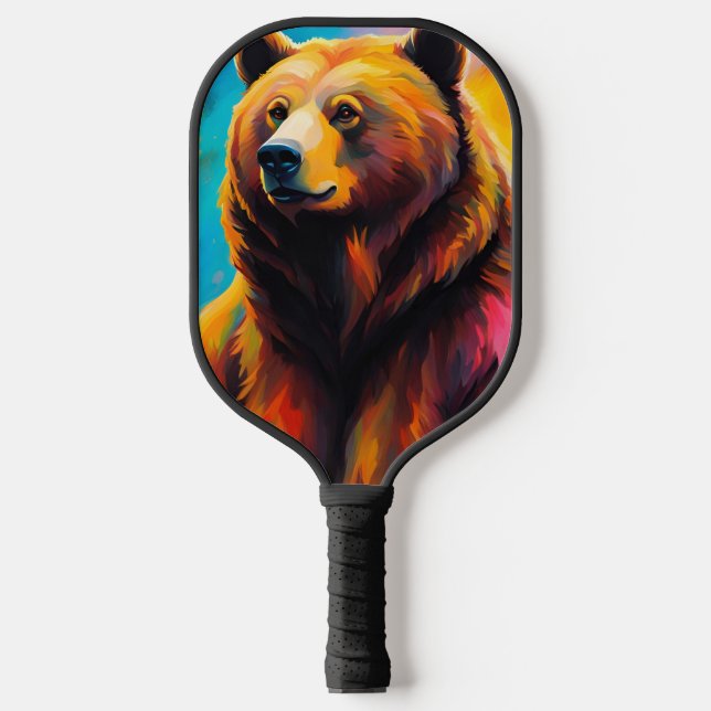 Grizzles Bären mit Nordlicht Pickleball Schläger (Vorderseite)