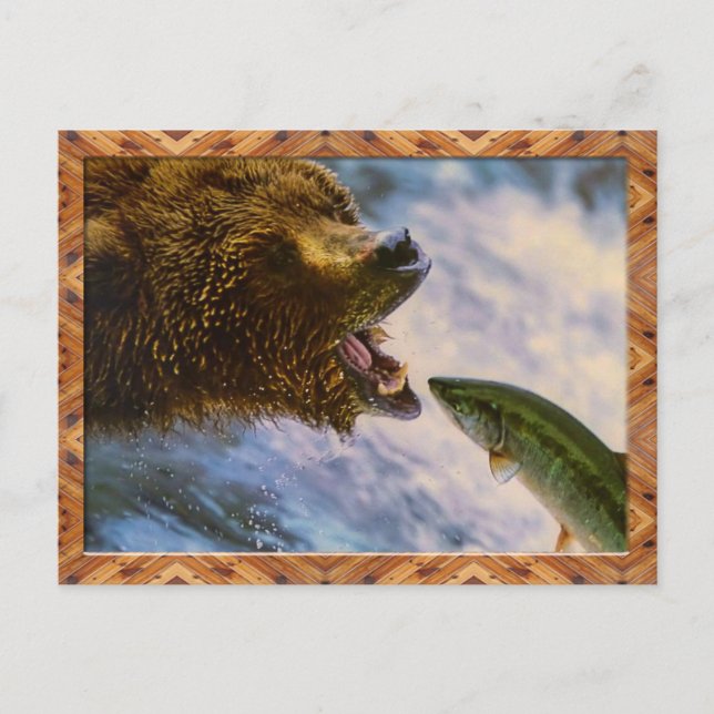 Grizzles Bären, Steelhead Lachs Postkarte (Vorderseite)