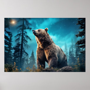 Grizzles Bären Tierwelt Wildnis Farbe Poster