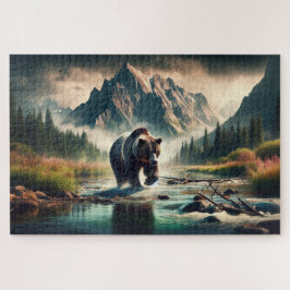 Grizzles Crossing, Grizzly Bär, Berglandschaft Puzzle