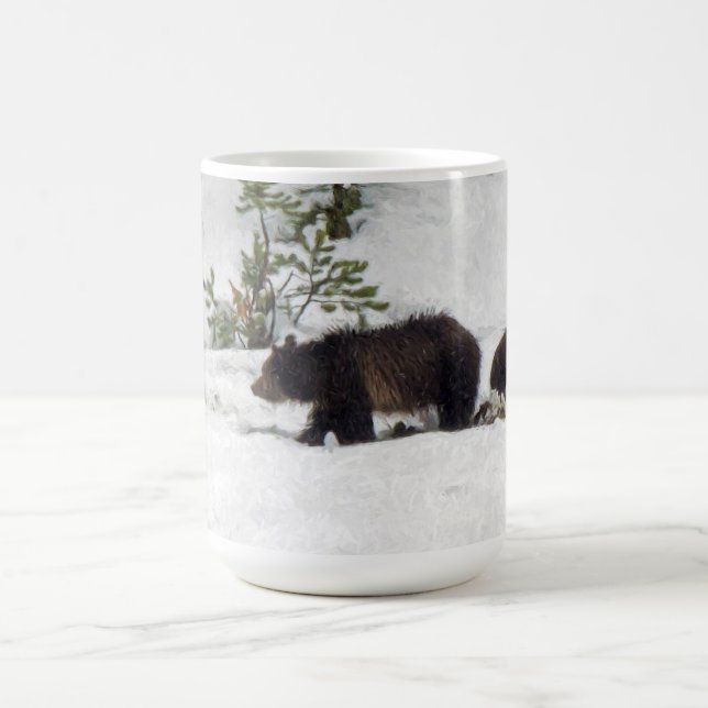 Grizzles im Schnee Kaffeetasse (Mittel)