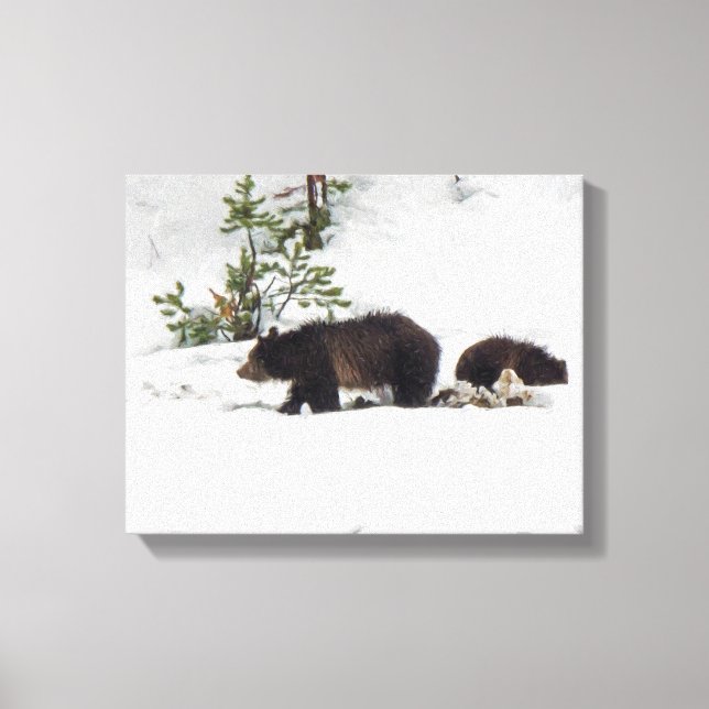 Grizzles in der schneegeätzten Leinwand (Vorderseite)