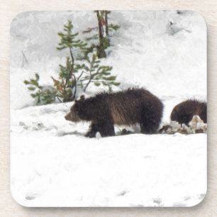 Grizzlies im Schnee Getränkeuntersetzer