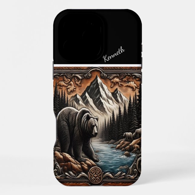 Grizzly am Bach iPhone Hülle (Rückseite)