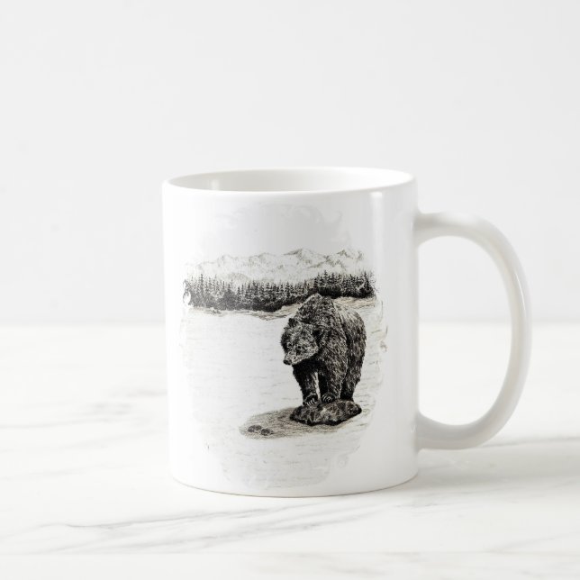 Grizzly auf Felsen Tasse (Rechts)