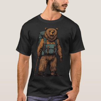 Grizzly Backpacker Mountain Wald Wildlife Campin T-Shirt