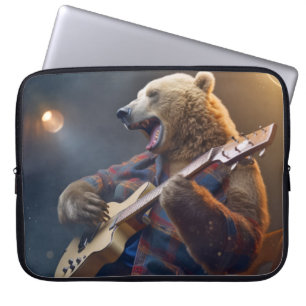 Grizzly Bär Animal Fun Gitarrenspiel glückliche Ze Laptopschutzhülle
