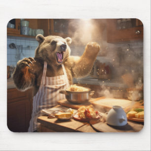 Grizzly Bär Animal Fun Kochen Küche glücklich Mousepad