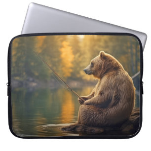 Grizzly Bär Animal Fun Lake Fishing Happy Time Laptopschutzhülle