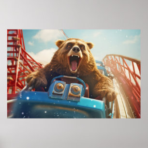 Grizzly Bär Animal Fun Roller Untersetzer Happy Ti Poster