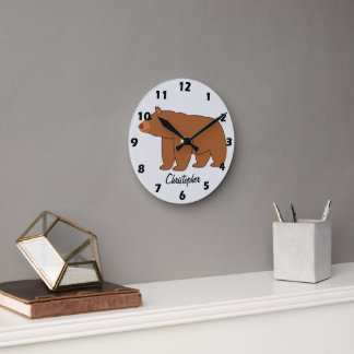 Grizzly Bär Design Jeder Farbige Hintergrund Runde Wanduhr