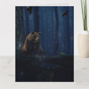 GRIZZLY BÄR GLÜHWÜRMCHEN FANTASY GEBURTSTAGSKARTE KARTE