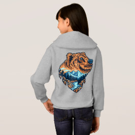 Grizzly Bär Head Silhouette Mountain Forest River Hoodie