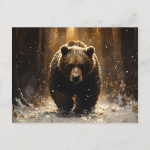 Grizzly Bär in der Waldmalerei Postkarte