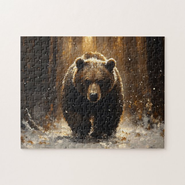 Grizzly Bär in der Waldmalerei Puzzle (Horizontal)
