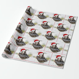 Grizzly Bär mit dem Weihnachtsmann-Hut Geschenkpapier
