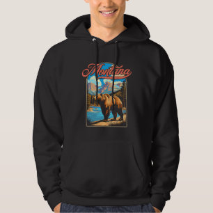 Grizzly Bär & Montana Berge Vintage 70er Jahre Sti Hoodie
