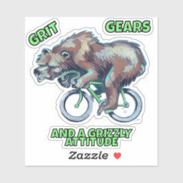 Grizzly Bär Reiten mit dem Fahrrad Aufkleber