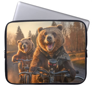 Grizzly Bär Tierfreund Radsport Rad Happy Relax Laptopschutzhülle