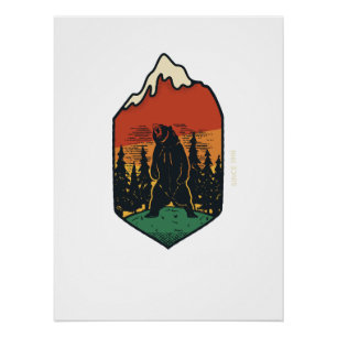 Grizzly-Bär-Wandkunst Rustikale Wildnis-Dekorati Poster