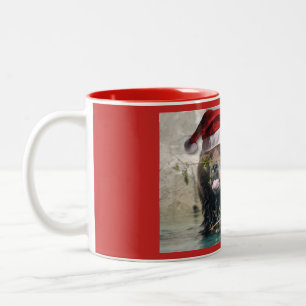 Grizzly-Bär Weihnachtsmann Zweifarbige Tasse