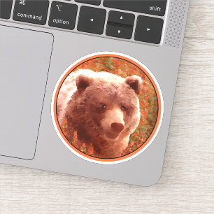 Grizzly Bären Cub in Fireweed Painting Wildlife Ar Aufkleber