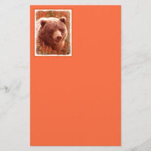 Grizzly Bären Cub in Fireweed Painting Wildlife Ar Briefpapier