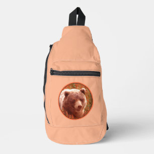 Grizzly Bären Cub in Fireweed Painting Wildlife Ar Crossbody Bag