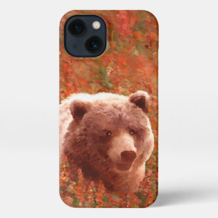 Grizzly Bären Cub in Fireweed Painting Wildlife Ar iPhone 13 Hülle