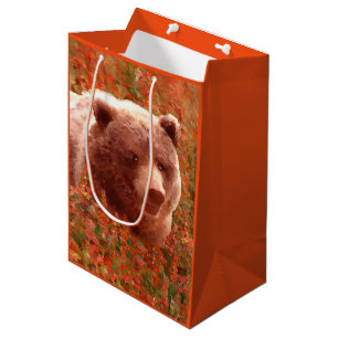 Grizzly Bären Cub in Fireweed Painting Wildlife Ar Mittlere Geschenktüte