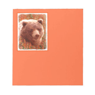 Grizzly Bären Cub in Fireweed Painting Wildlife Ar Notizblock