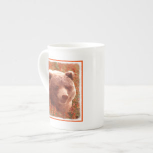 Grizzly Bären Cub in Fireweed Painting Wildlife Ar Prozellantasse