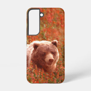 Grizzly Bären Cub in Fireweed Painting Wildlife Ar Samsung Galaxy Hülle
