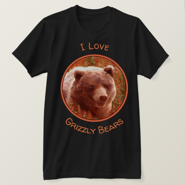 Grizzly Bären Cub in Fireweed Painting Wildlife Ar T-Shirt (Design vorne)
