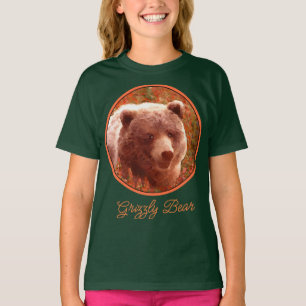Grizzly Bären Cub in Fireweed Painting Wildlife Ar T-Shirt