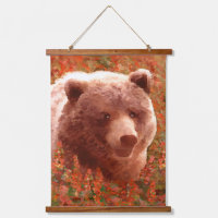 Grizzly Bären Cub in Fireweed Painting Wildlife Ar