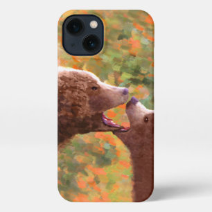 Grizzly Bären Mama und Cub Painting Art iPhone 13 Hülle