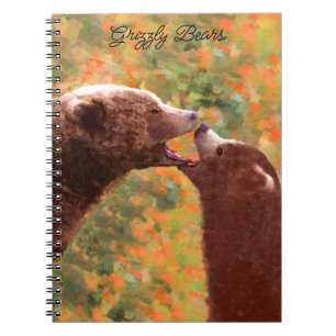 Grizzly Bären Mama und Cub Painting Art Notizblock