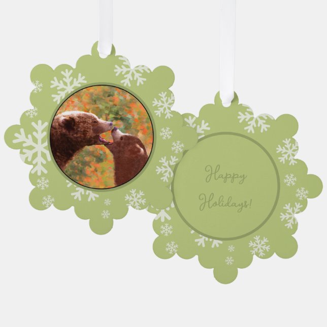 Grizzly Bären Mama und Cub Painting Art Ornament Karte (Vorderseite/Rückseite)