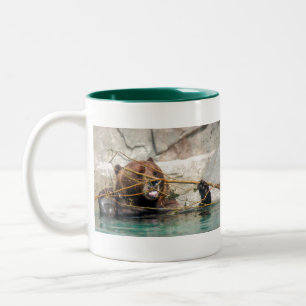 Grizzly Bären spielen im Wasser Zweifarbige Tasse