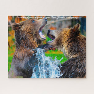 Grizzly Bären Wyoming. Weihnachtsgrüße Puzzle