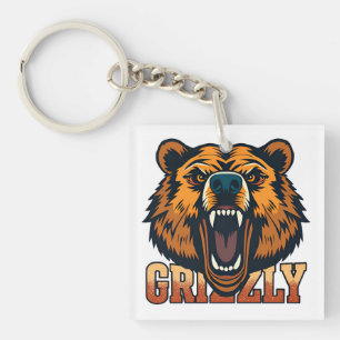 Grizzly Bärenkopf betont Macht Schlüsselanhänger
