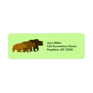 Grizzly-Bärn-Rücksendeadresse-Aufkleber