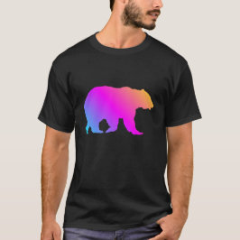 Grizzly-Bärn-Silhouette-bunte Pastelle T-Shirt