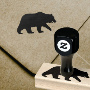 Grizzly-Bärn-Silhouette Gummistempel