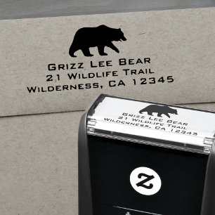Grizzly-Bärn-Silhouette-Rücksendeadresse Permastempel