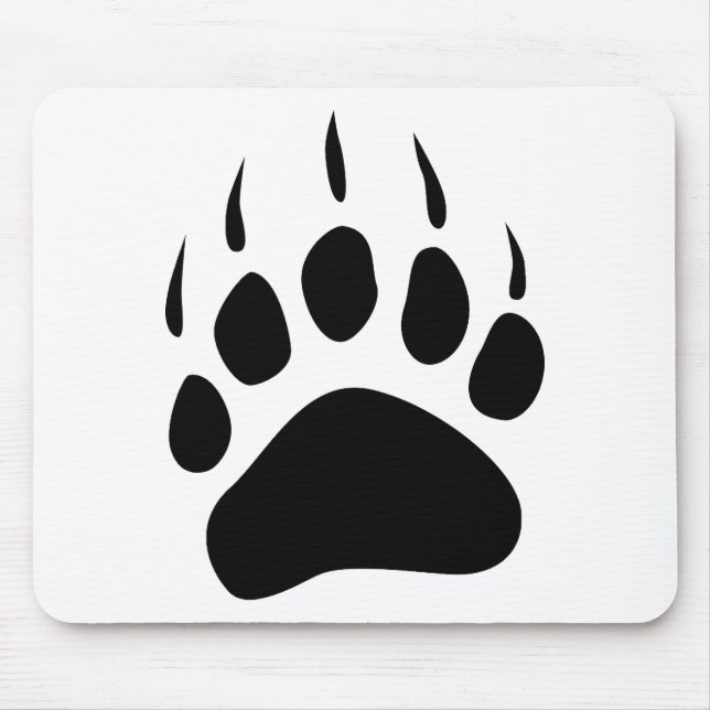 Grizzly-Bärn-Tatzen-Schwarz-Silhouette Mousepad (Vorne)