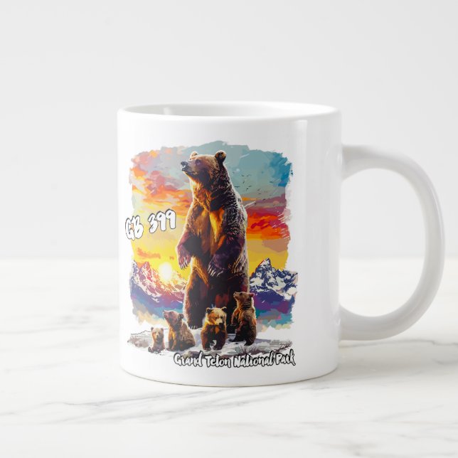 Grizzly Bear 399 4 Cubs Grand Teton Nationalpark Jumbo-Tasse (Rechts)