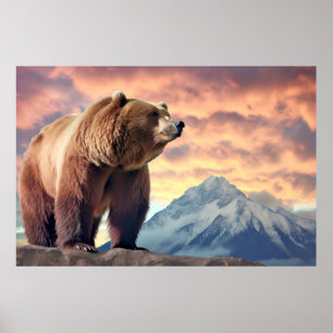 Grizzly Bear Animal Nature Majestic Wild Poster